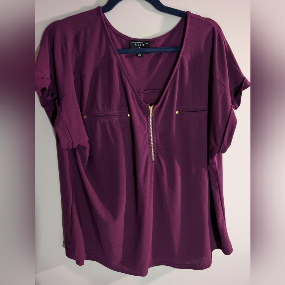 Flower And Feather Deep Purple Blouse